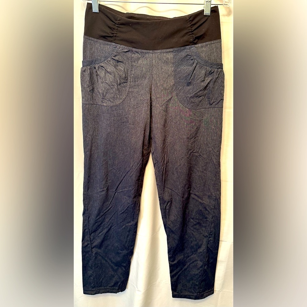 PrAna Yoga Pants Size Medium Blue‎ Black Pockets Straight Leg Pilates Athleisure